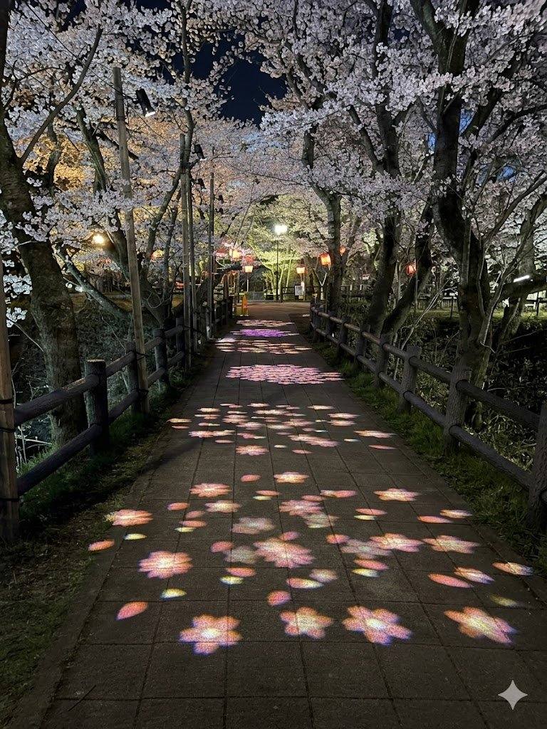 プロジェクションマッピングで彩られた遊歩道